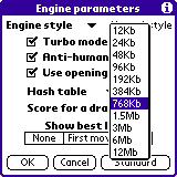 Chess Tiger Hash Table Settings